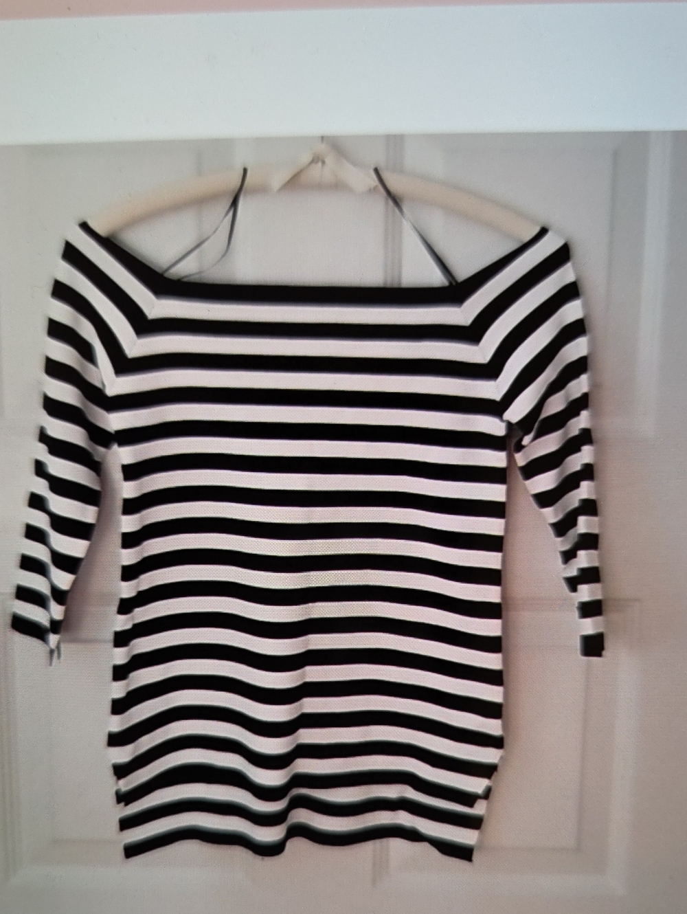 Zara Black and White Off-the-Shoulder Striped Sweater